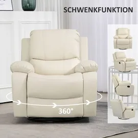 Homcom Relaxsessel Fernsehsessel mit Liegefunktion 100 x 98 x 93 cm Cremeweiß