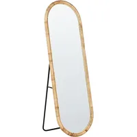 Beliani Standspiegel MONTOT 150 cm Rattan Naturfarben