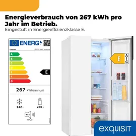 Exquisit SBS39-440E Side-by-Side (372 l, 2000 mm hoch, Weiß)