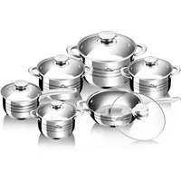 12-tlg Topfset Kochtopfset Edelstahl Bratpfanne Induktion Topf Pfanne Glasdeckel