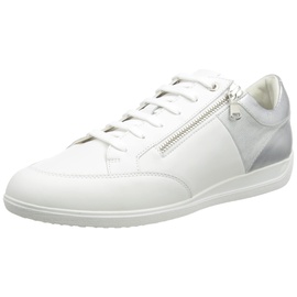GEOX D Myria Sneaker, White/Silver, 41 EU