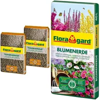 Floragard Blähton Tongranulat zur Drainage 2x25 L • Hydrokultursubstrat • für Pflanzkästen, Kübel oder Töpfe • Drainagematerial • 50 L & Blumenerde, 40 Liter