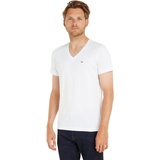 Tommy Jeans T-Shirt Herren Kurzarm TJM Original V-Ausschnitt, Weiß S