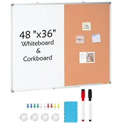 VEVOR Wandtafel Korktafel Pinnwand Kombitafel Horizontal/Vertikal 120x90cm