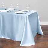 Chickwin Satin Tischdecke Rechteckig Einfarbig Seidig Tischdecke Abwaschbare Knitterfrei für Hochzeit, Hotel, Restaurant, Bankett, Tischdekoration, Innen/Außenbereich (Hellblau,145x145cm)