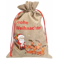 Weihnachtsgeschenksack Weihnachtsmann Schlitten 22x32cm