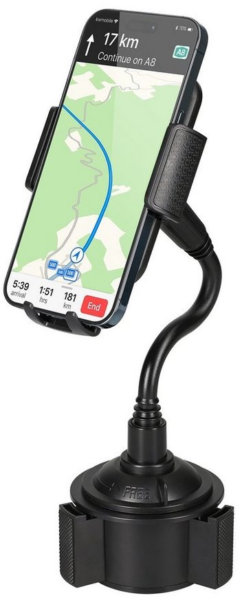 kwmobile Handyhalterung für Auto Getränkehalter Innenmaße Handy-Halterung, (1-tlg., Smartphone Halterung für das Auto in Schwarz) schwarz