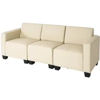Mendler Modular 3-Sitzer Sofa Couch Lyon, Kunstleder ~ creme