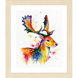 Lanarte Kreuzstich Stickpackung Tiere. Hirsch in den Regenbogenfarben, Zählmuster, 29x40cm