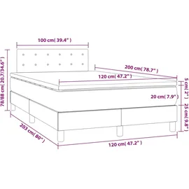 vidaXL Boxspringbett mit Matratze & LED Schwarz 120x200 cm Samt