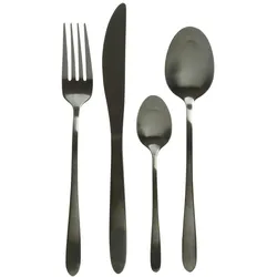 Besteck Set BRIT für 4Personen Edelstahl Tafelbesteck 16teilig schwarz