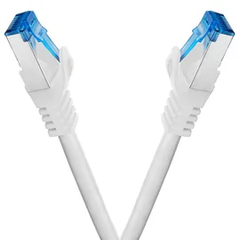 BIGtec - 2 Stück - 0,5m CAT.7 Gigabit Patchkabel Netzwerkkabel weiß Kupferkabel Patch Ethernt LAN DSL Kabel CAT7 (RJ45, Cat 7, S/FTP PIMF) 50cm