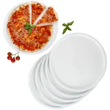 MamboCat 6er Set Bianco Pizzateller XXL I Ø 33,5 cm I für 6 Personen I weiße große Pizzateller aus Porzellan I XXL-Speiseteller, Servierplatte