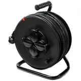 Varytec 50 m 4-fach Schuko Kabeltrommel Baustellen Verlängerungskabel IP44 H07RN-F 3G1,5, Schwarz (für den Außenbereich und den Einsatz auf Baustellen)