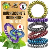OSKAR Mückenschutz Armband, 6 Stück zur Mückenabwehr - Metallic - Für Kinder + Erwachsene | Anti Mücken Armband, extrem effektiver Mückenschutz | Für Camping, Urlaub, Reisen & Festival