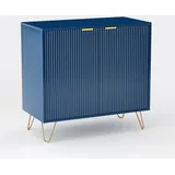 Kommode Sideboard mit 2 Türen, Beistellschrank, Aktenschrank, Anrichte, Aufbewahrungsschrank, Mehrzweckschrank für Wohnzimmer, Küche, Schlafzimmer, Arbeitszimmer (Dunkelblau, 78 * 80 * 40cm)