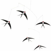 Flensted Mobiles Flensted 024B Flying Swallows 5 Mobile, Stahl, Mehrfarbig, 53x70cm