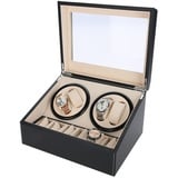 Uhrenbox automatische Uhrenbeweger Box mit 4 Uhrenbewe + 6 Uhren automatik Uhrendreher Elektrische Rotierende Uhrenaufbewahrungsbox mit leisem Motor PU Leder Automatikuhren Uhrenwender Watch Winder