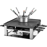 Solis Combi Grill 3 1 1200W Elektro Grill 977.21 Combi-Grill 3-in-1 Raclette Tischgrill- und Fondue-Set - Silber