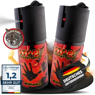 2 x Wilhelm Pfefferspray 40 ml Tierabwehr Selbstverteidigung CS Gas KO Spray hochdosiert (ca. 2 Mio. Scoville) effektives Verteidigungsspray