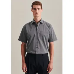 Businesshemd SEIDENSTICKER "Schwarze Rose", Herren, Gr. XL (44), normale Ärmellängen, grau, 100% Baumwolle, unifarben, regular fit, Kurzarm gerader Abschluss, Hemden, Regular Kentkragen Uni