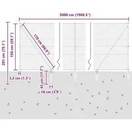 vidaXL Zaunpfosten 50 x 150 cm Grün/Stahl