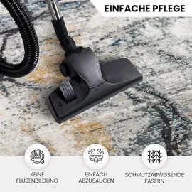 livabliss Berlin Teppich 160x220 cm – Moderner Kurzflor in Marmor Optik für Wohnzimmer – Esszimmer, – Grau, Blau & Elfenbein
