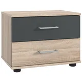 Lomadox Nachttisch TREVISO-43, Nachtschrank Betttisch Nachtkästchen Schrank 52 cm breit Eiche braun