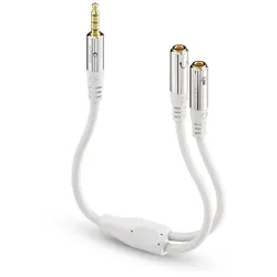 Sonero 3,5mm auf 2x 3,5mm Audio Kopfhörer Adapter Kabel, weiß, 0,25m