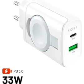 FIXED Ladegerät Fixed Power Socket USB-C / USB-A / Apple Watch 33W, Weiß
