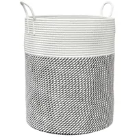 VidaXL Aufbewahrungskorb, Aufbewahrungsbox Grau und Weiß Ø38x46 cm Baumwolle