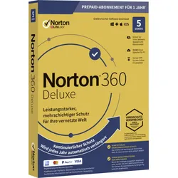 Norton 360 Deluxe, 50 GB Cloud-Backup, 5 Geräte 1 Jahr KEIN ABO