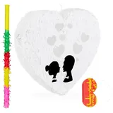 relaxdays Papierdekoration 3 tlg. Pinata Set Hochzeit orange|weiß|schwarz
