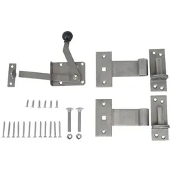 V2A Gartentor Beschlag – Edelstahl-Set mit Torbändern, Kloben & Klinkhaken, rostfrei, ideal für einflügelige Lamellenzaun-Tore