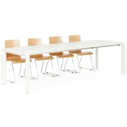 Kadima Design Ausziehbarer Tisch, 190–270 cm, multifunktional, Mattweiß, Holz