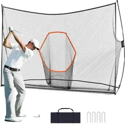VEVOR Golf-Übungsnetz, riesiges 3,2 x 2,1 m großes Golfnetz, persönliche Driving Range für den Innen- und Außenbereich, tragbares Golf-Hilfsnetz für zu Hause mit Zielscheibe/Fiberglasrahmen/Tragetasch
