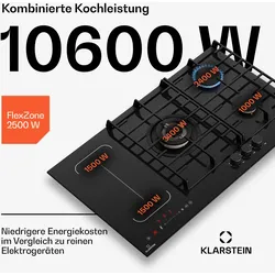 Klarstein MultiChef 5 Induktions- und Gaskochfeld 5 Kochzonen 3 Gasbrenner 2 Induktionsfelder FlexZone Schwarz