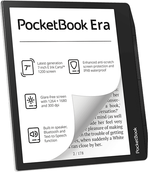 POCKETBOOK Era 16GB Stardust Silver mit Charge Cover Blue Wave 16 GB eReader Silver,