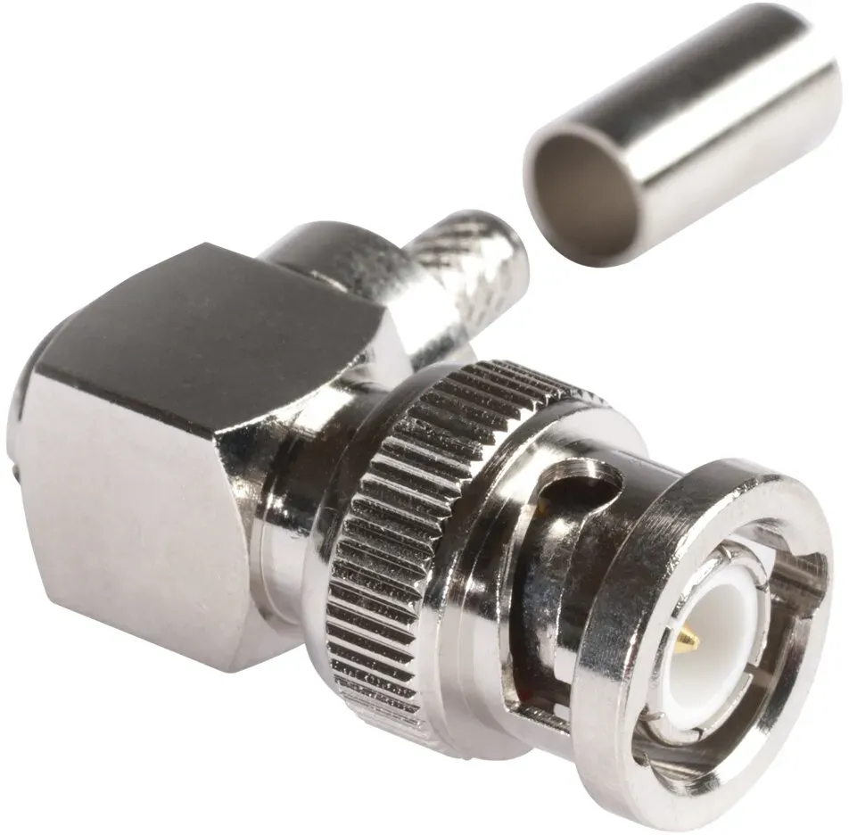 HICON BNC Crimp-Kabelstecker, abgewinkelt, nickelfarben