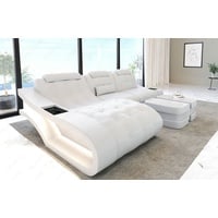 Sofa Dreams Ecksofa Leder Sofa Couch Elegante Ledercouch, L-Form Ledersofa mit LED, wahlweise mit Bettfunktion weiß