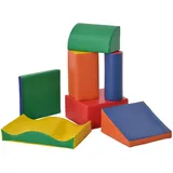 Homcom 7-tlg. Softbausteine, Bausteinset, zum Toben & Klettern, Riesenbausteine, weiche Bauklötze für Kinderzimmer und Kindergarten, Kunstleder, Bunt