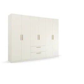 Rauch Skandi by Quadra Spin Schlafzimmerschrank", weiß 6-TRG., inkl. 3 Kleiderstangen, 3 Einlegeböden, 2 Schubkästen, BxHxT 271x210x54 cm