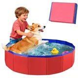 KQWVZ Hundepool Faltbar, 80x20 cm Hundepool Haustier Schwimmbecken, Hunde Planschbecken mit Ablassventil, rutschfest Planschbecken Für Hunde, Faltbarer Pool Kinder Für Drinnen & Draußen