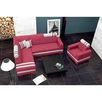 JVmoebel Ecksofa Design Ecksofa Couch Wohnlandschaft Schlafsofa Schlafsofa Eck Polster, Mit Bettfunktion rosa