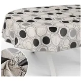 ANRO Tischdecke aus Textil mit klassischem Motiv Tischtuch Tischwäsche wasserabweisend (Einzelstück 1-tlg), auch als Gartentischdecke - mit Schutzschicht beige Oval | 140 cm x 280 cm x 0.3 mm