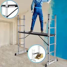 MAXCRAFT Mobile Aluminium Arbeitsbühne / Multifunktionsgerüst
