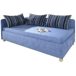 Polsterliege MAINTAL, blau, B:126cm L:206cm, 100% Polyester, Komplettbetten, inkl. Bettkasten, Liege mit Umbau