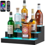 Vevor - Barregal Weinregal, LED-beleuchtetes Hausbarregal mit RF-Fernbedienung und App-Steuerung, 3 stufiges Getränkebeleuchtungsregal aus Acryl, 400