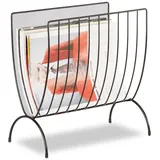 Relaxdays Zeitungsständer 10022511_46 schwarz Metall, DIN A4 quer