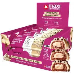 MaxiNutrition Creamy Core Protein Bar Proteinriegel mit niedrigem Zuckergehalt Geschmack Chocolate Cookie & Milk 12x45 g